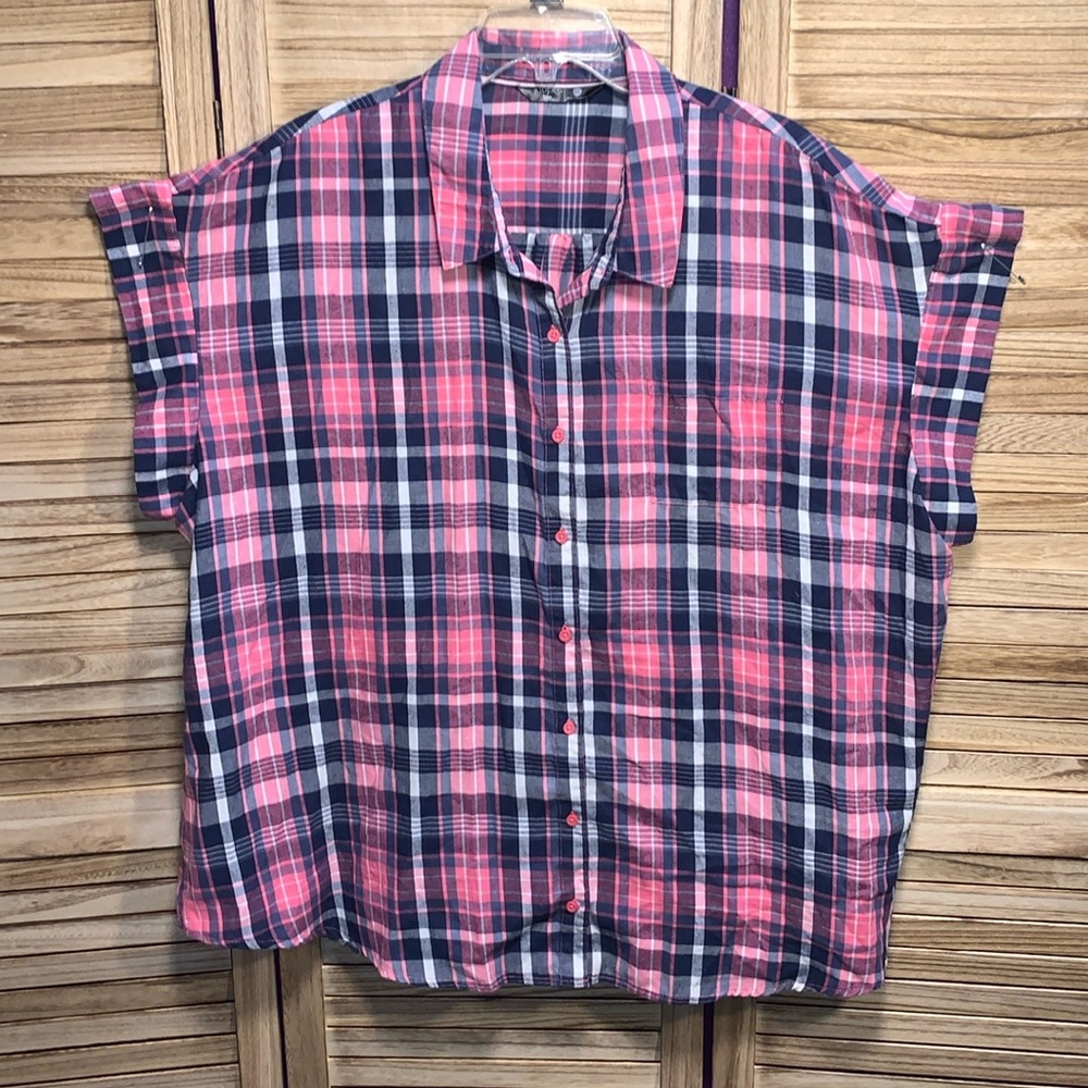 Riders by Lee Short/Cap Sleeve Button Down Blouse Western Style Size 4X